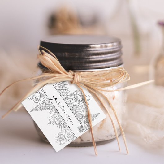 シンプルシックな白黒の花フローラ フェイバータグ