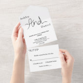 シンプルシックな黒と白エレガントな結婚式 オールインワン招待状 (貼ってはがせる)