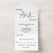 シンプルシックな黒と白エレガントな結婚式 オールインワン招待状 (内側)