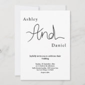 シンプルシックな黒と白エレガントな結婚式 招待状 (正面)