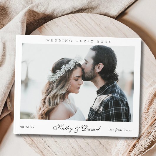 シンプルシックエレガント書道写真結婚の ゲストブック