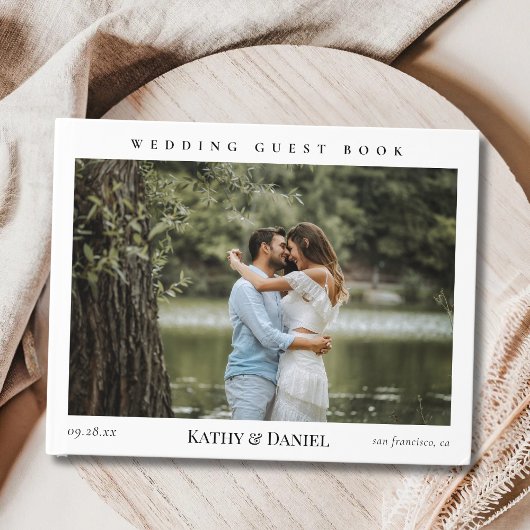 シンプルシックエレガント書道写真結婚の ゲストブック