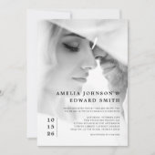 シンプルシックエレガント白黒写真結婚の 招待状 (正面)