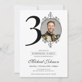 シンプルシックカスタムフォトサプライズ30th誕生日 招待状 (正面)