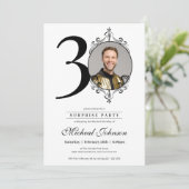 シンプルシックカスタムフォトサプライズ30th誕生日 招待状 (スタンド正面)