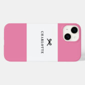 シンプルシッククラシックピンクボウモノグラム名 Case-Mate iPhoneケース (裏面 (横))