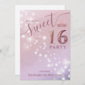 シンプルシッククールバラ金ゴールドティアラ甘い16 招待状 (正面/裏面)