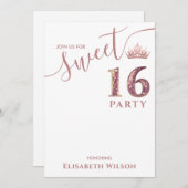 シンプルシッククールバラ金ゴールドティアラ甘い16 招待状 (正面/裏面)