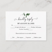 シンプルシックグリーナリーユーカリプタスウェディングRSVP エンクロージャーカード (正面)