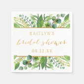 シンプルシックグリーナリー&金ゴールドブライダルシャワー スタンダードカクテルナプキン (正面)