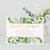 シンプルシックグリーナリー&金ゴールドブライダルシャワー 招待状 (スタンド正面)