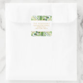 シンプルシックグリーナリー&金ゴールド差出人住所 スクエアシール (バッグ)