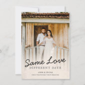 シンプルシックスクリプ結婚ト写真延期 案内状 (正面)