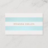 シンプルシックストライプのターコイズブルーエレガント 名刺 (正面)