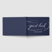 シンプルシックネイビーブルー結婚ズゲストブック ゲストブック (全面)