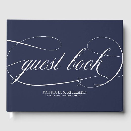 シンプルシックネイビーブルー結婚ズゲストブック ゲストブック (正面)