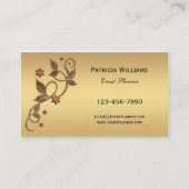 シンプルシックバラ金ゴールドメタリック離れフローラ 名刺 (正面)