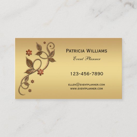 シンプルシックバラ金ゴールドメタリック離れフローラ 名刺 (正面)