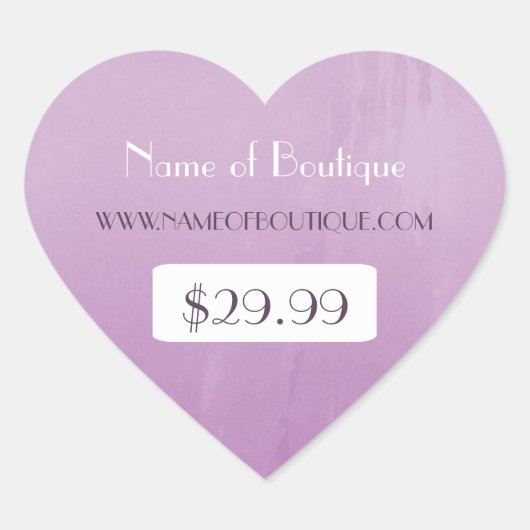 シンプルシックパープルブティックリテールプライスラベル ハートシール (正面)