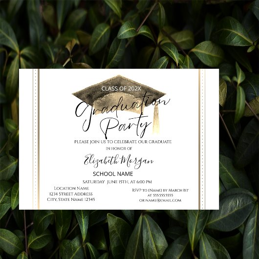 シンプルシックフレーム卒業キャップ卒業 招待状