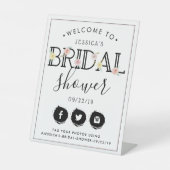 シンプルシックフローラガーデンブライダルシャワーウェルカム 台座サイン (正面)
