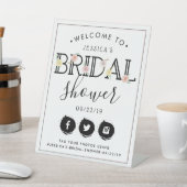 シンプルシックフローラガーデンブライダルシャワーウェルカム 台座サイン (インサイチュ)