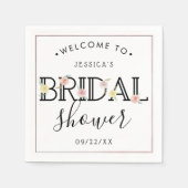 シンプルシックフローラガーデンブライダルシャワー スタンダードカクテルナプキン (正面)