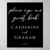 シンプルシックブラック結婚のサインOur Guest Book ポスター (正面)