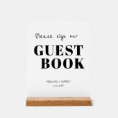 シンプルシックブラック&ホワイトのサイン私たちのゲストブック アクリルサイン (正面)