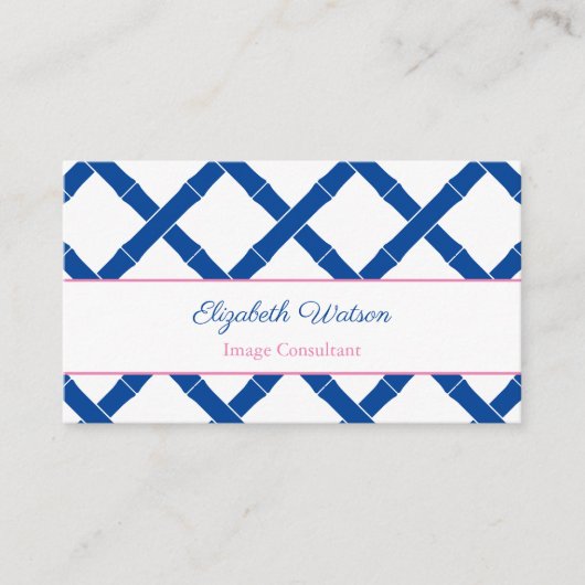 シンプルシックブルーとホワイト竹トレリス 名刺 (正面)