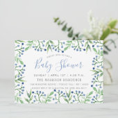 シンプルシックブルーベリーベビーシャワー招待状 招待状 (スタンド正面)