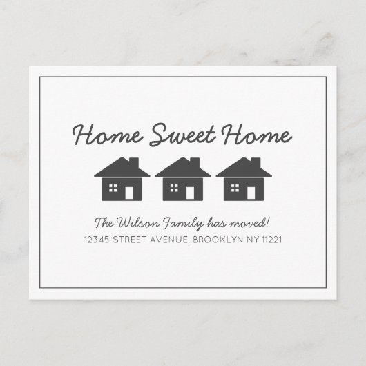 シンプルシックホームスイートホーム引っ越しましたムービング 案内ポストカード (正面)