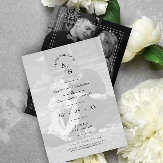 シンプルシックモダン書道2枚フォトカップル セーブザデート