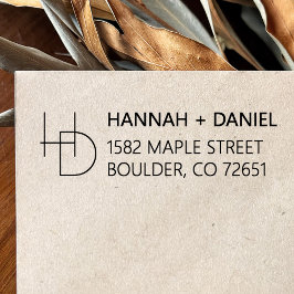 シンプルシックモノグラ結婚ム差出人住所 セルフインキングスタンプ