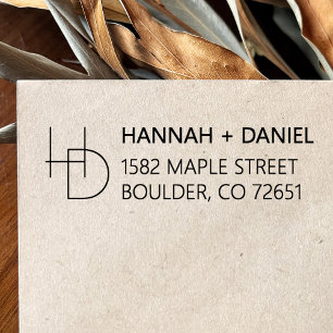 シンプルシックモノグラ結婚ム差出人住所 セルフインキングスタンプ