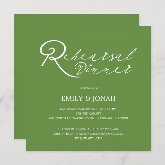 シンプルシックリハーサルディナー招待状 招待状 (正面/裏面)