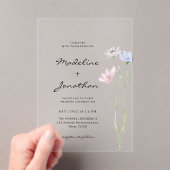 シンプルシックワイルドフラワーベージュ結婚ズ アクリル招待状 (インサイチュ (ポータブル))
