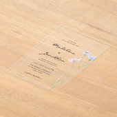 シンプルシックワイルドフラワーベージュ結婚ズ アクリル招待状 (レイダウン)