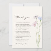 シンプルシックワイルドフラワーベージュ結婚ズ サンキューカード (裏面)