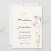 シンプルシックワイルドフラワーベージュ結婚ズ 招待状 (正面)