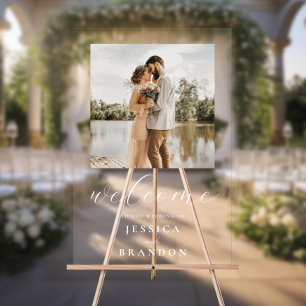 シンプルシック写真の結婚歓迎 アクリルサイン