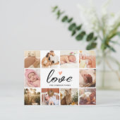 シンプルシック写真コラージュ愛とハートありがとう ポストカード (スタンド正面)