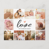 シンプルシック写真コラージュ愛とハートありがとう ポストカード (正面)