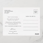 シンプルシック写真日付の結婚金ゴールドを保存 箔招待状ポストカード (裏面)