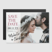 シンプルシック写真結婚式Save the Date Magnet マグネット招待状 (正面/裏面)