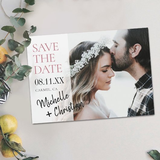 シンプルシック写真結婚式Save the Date Magnet マグネット招待状