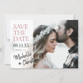 シンプルシック写真結婚式Save the Date Magnet マグネット招待状 (正面)