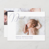 シンプルシック写真誕生の告知カードテンプレート 案内状 (正面/裏面)