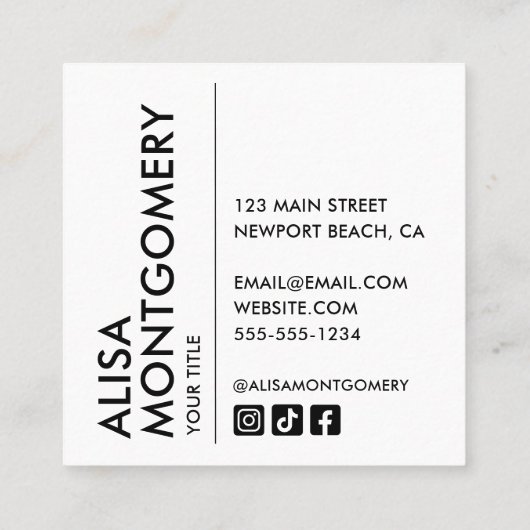 シンプルシック写真 スクエア名刺 (裏面)