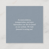 シンプルシック埃っぽいブルーQRコード結婚ズ エンクロージャーカード (裏面)